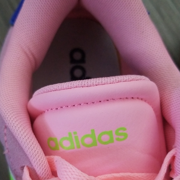 Adidas Women's Pink and Neon Green Sneakers - Picture 4 of 8